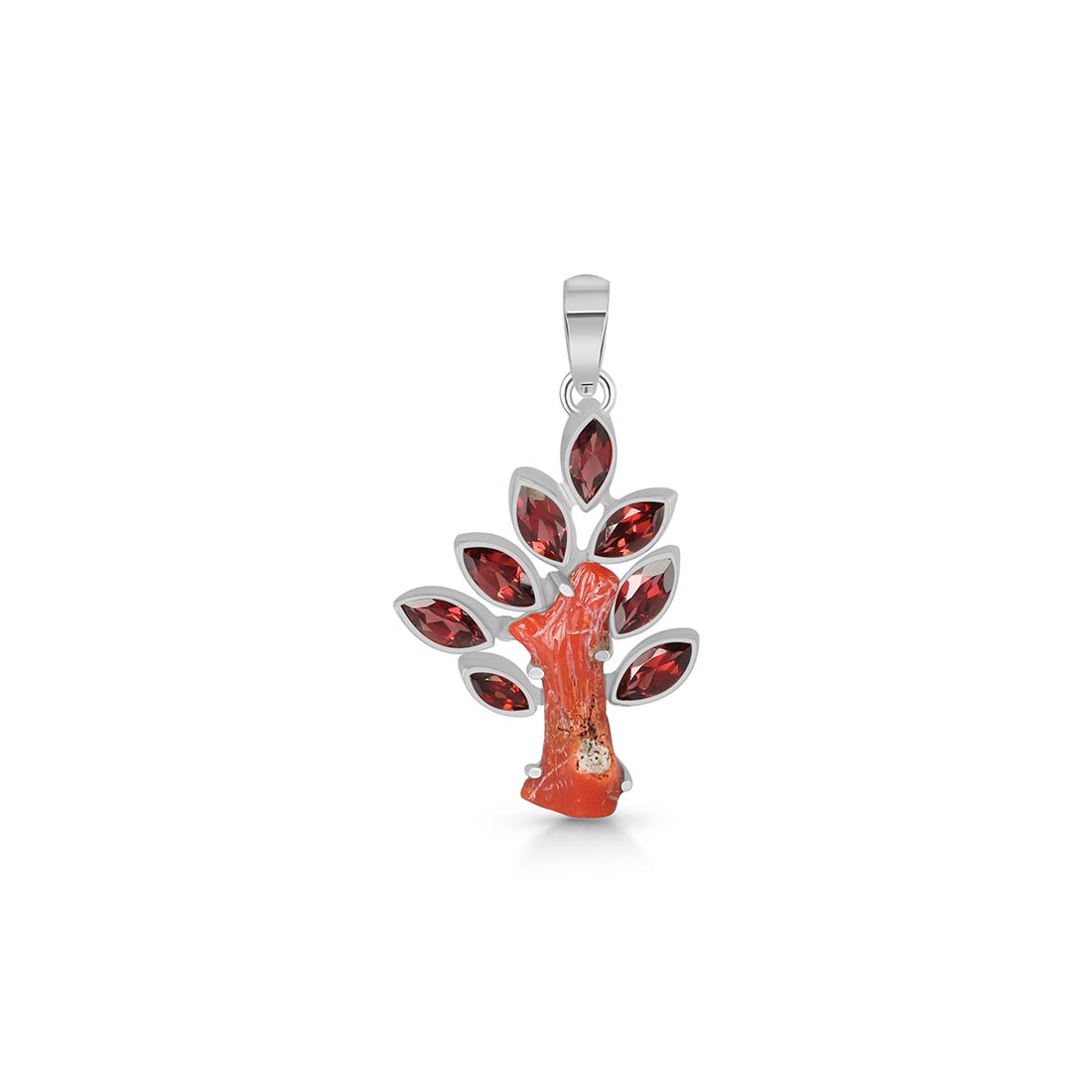 Red Coral & Garnet Pendant-(COR-P-39)